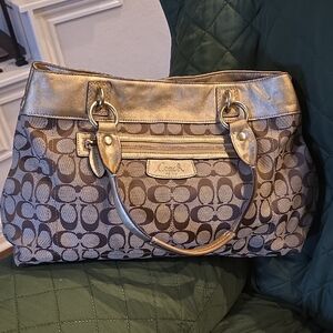 Coach Brown and Gold Shoulder Bag